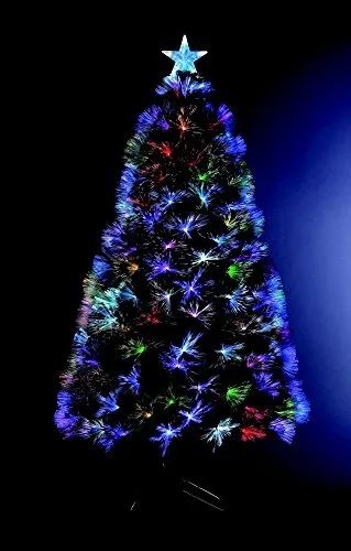 Albero di Natale in fibra ottica + 136 cristalli di ghiaccio + 8 giochi di luce - Altezza 120 cm