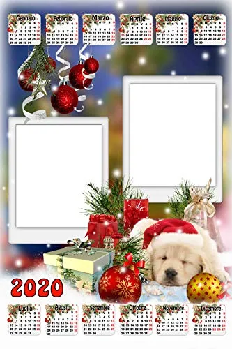Calendario plastificato a3 personalizzato 2 foto 2020 parete natale cane