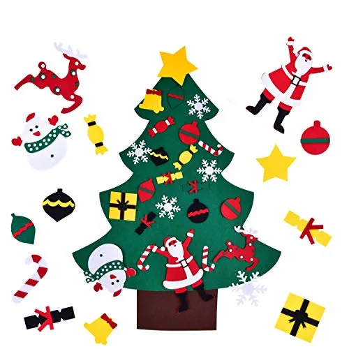 ROOYA BABY Albero di Natale in Feltro Fai-da-Te per Bambini Regali di Natale, 3,5 FT della Feltolta di DIY 24 Pezzi Decorazioni Natalizie per Porta a Parete di Capodanno