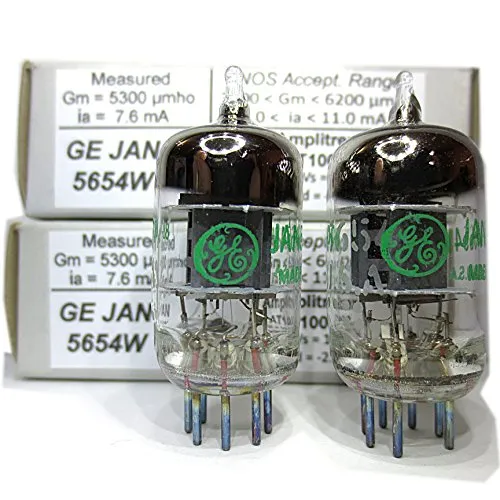 Coppia testata / accoppiata (2 tubi) 7 pin GE JAN 5654W tubi per vuoto completamente testati - Aggiornamento per 6AK5 / 6J1 / 6J1P / EF95 - GE 5654W