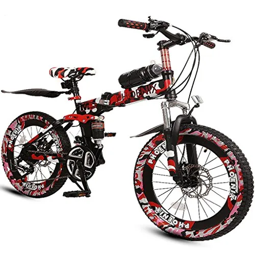 Bici per bambini, Bici per bambini, Bici da corsa da 6-15 anni, Mountain Bike, Camo Red (Size : 20 Inch)