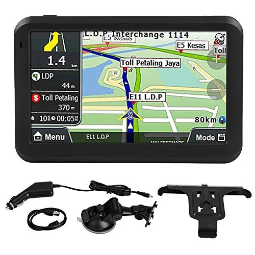 Navigazione GPS per auto, Touchscreen da 5 pollici per auto portatile universale Navigatore per auto Navigatore GPS da 256 MB 8 GB con clip posteriore