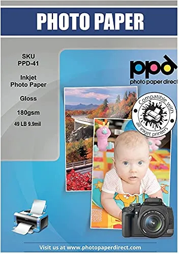 PPD A3 100 Fogli 180g Carta Fotografica Lucida Per Stampanti A Getto D’Inchiostro (Offerta, Pacco Convenienza) - PPD-41-100