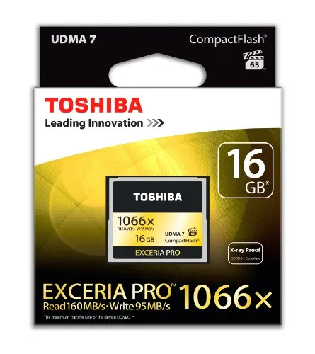 Toshiba Exceria Pro Scheda di Memoria CF Compact Flash da 16 GB, 160MB/s, 1066x, VPG65, UDMA7