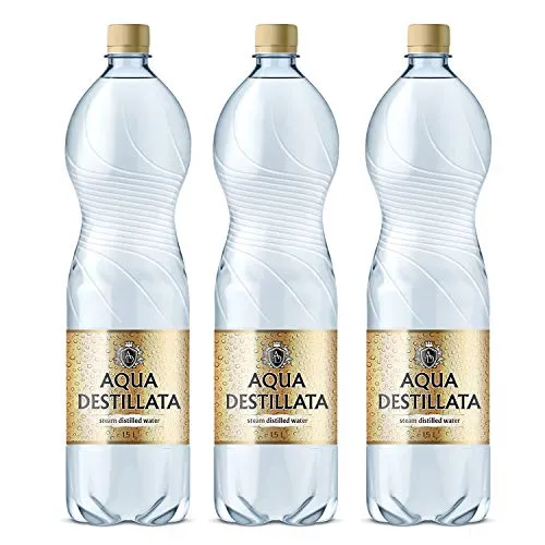 Acqua distillata 4,5 l (3 bottiglie x 1,5 l) 100% pura acqua distillata a vapore, TDS 000 ppm, senza BPA