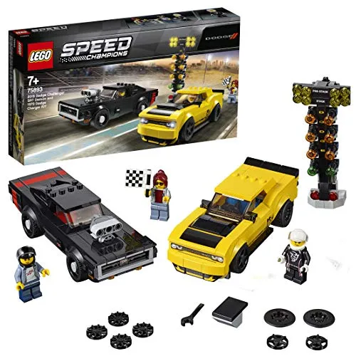 LEGO Speed Champions 2018 Dodge Challenger SRT Demon e 1970 Dodge Charger R/T, Set di Costruzioni di Macchine da Corsa, Veicoli Giocattolo per Ragazzi, 75893