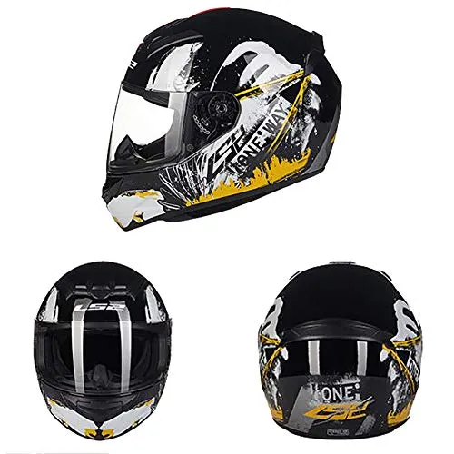 TKer Modulare Integrale Casco per Moto con Visiera, Certificato ECE Casco da Motocross per Uomo e Donna,Arancia,L