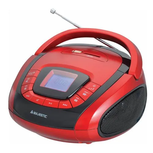 Majestic AH 241 BT MP3 USB SD - Sistema Audio Bluetooth, Ingressi USB/SD, Radio PLL, allarme e radiosveglia, doppia alimentazione: AC 230V e a batterie, Rosso