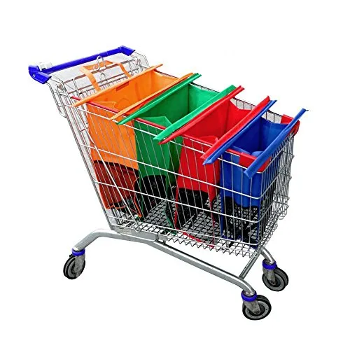 Un carrello 4 Shopping Bag - sacchetti della spesa riutilizzabili - una varietà di colori e dimensioni - smontabile, pieghevole e riutilizzabile