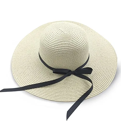 Cappello da Sole da Donna, Cappelli da Sole con Fiocco Adorabile Cappello da Spiaggia Estate Cappello di Paglia Cappuccio di Protezione Solare cap Protezione UV