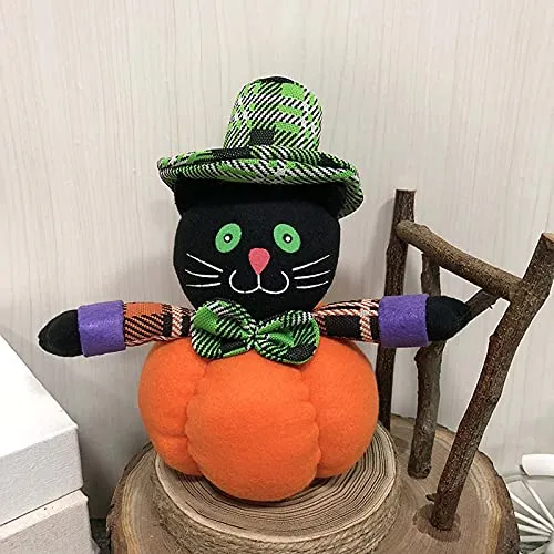 LEBABA Decorazione Bambola Bar Danza Festa Strega Mardi Gras Carnevale Prop Bambini Giocattoli Creativi per Home Decor Hotel Halloween Peluche Giocattoli Zucca Farcito Strega, Nero Gatto Decor