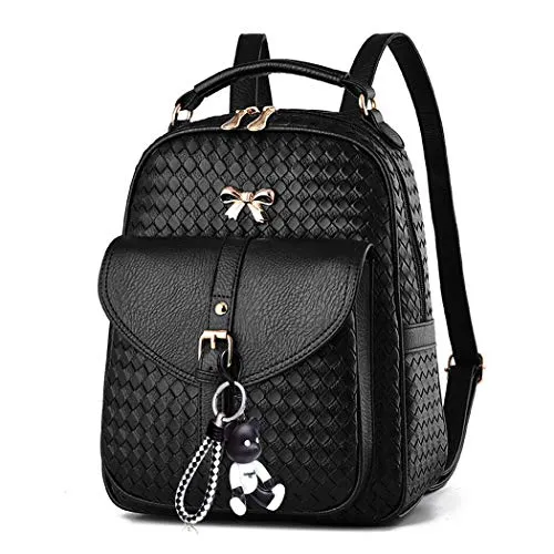 DEERWORD Donna Borse a Zaino Borsa a Zainetto Elegante Tracolla Zaini Firmate Marca Zainetti Antifurto PU pelle 5255 1 pz Nero V1