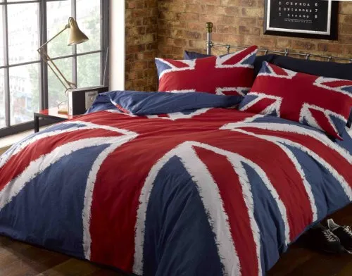 Rock N Roll UNJACK Set Copripiumino per Letto King Size, Motivo: Bandiera Britannica, 100% Cotone, Blu, Matrimoniale