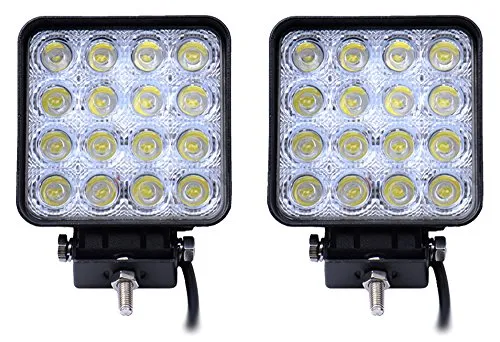 Leetop 2X Faro 48w Quadrato Faretto LED da Lavoro 16 LED di Profondità Auto Barca