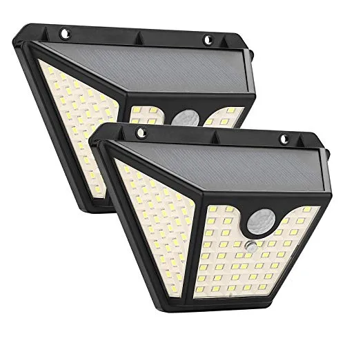 Maxsure Luce Solare LED Esterno,102 LED X2, Luce Esterna con Sensore di Movimento, Luci di Sicurezza, Lampade Solare da Parete per Esterni, 2000mAh, 3 Modi di Illuminazione, IP65 Impermeabile, 1500LM