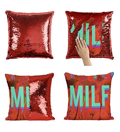Milf Hot Mother Fuck Sex_005816 Sequin Pillow, Funny Pillow, Sequin Reversible Pillow, Throw Pillow Cover, Décor, Gift for Him Her, Birthday Christmas Halloween, Present (Federa + Cuscino)