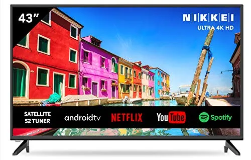 NIKKEI NU4318S 4K / Ultra HD da 109 cm / 43 Pollici - Smart TV, LED, Netflix, YouTube, 3x HDMI, USB, Guida Elettronica ai Programmi, Televisore