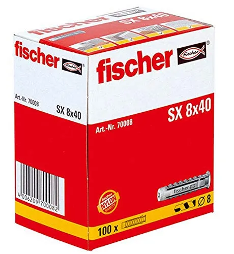 Fischer 70008 Tassello SX 8 x 40 mm, 100 pezzi