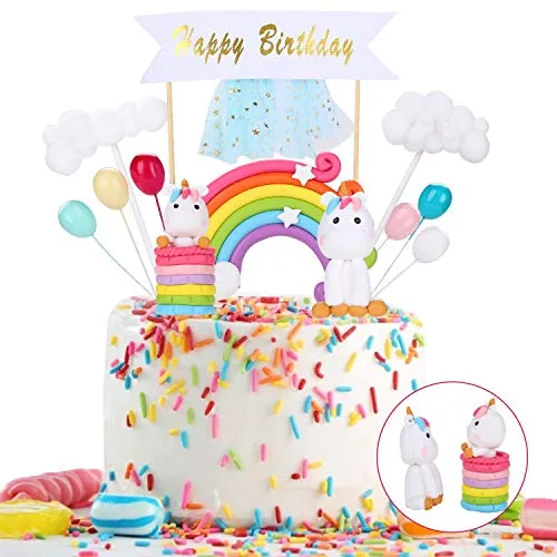 Colmanda Unicorno Cake Topper Kit, Cake Topper Decorazioni Cloud Arcobaleno Star Balloon Cake Topper Cake Decorazioni per Ragazzi Ragazze Bambini Compleanno