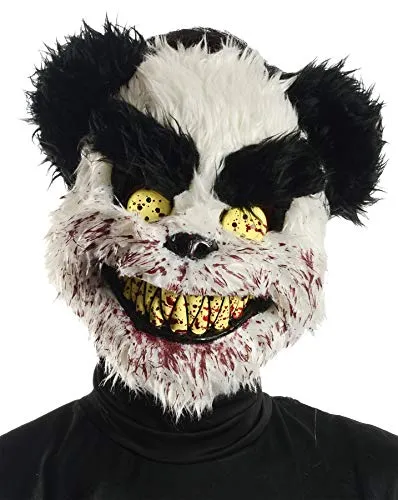 maschera orso horror per halloween adulto in plastica con pelo. Con elastico solo davanti