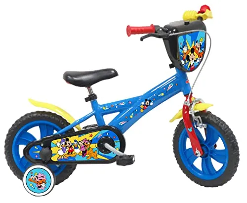 Vélo ATLAS Bicicletta Disney Topolino 12'' Dotato di 1 Freno, Mickey Gioventù Unisex, Blu