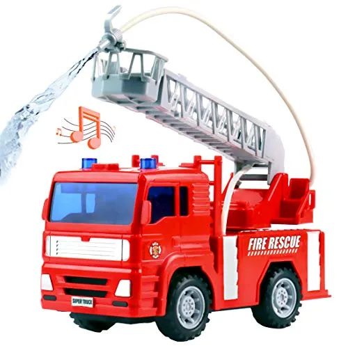 Pilego Camion dei Pompieri - Camion dei Pompieri Elettrico Giocattolo Mini Ultimate Rescue Veicolo con Scala allungabile Pompa dell'Acqua per Bambini Ragazzi e Ragazze 3 Anni