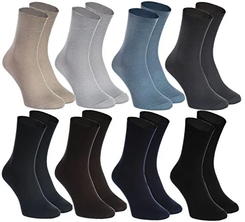Rainbow Socks - Donna Uomo Calze Diabetici Senza Compressione - 8 Paia - Beige Marrone Nero Graphite Blu Marina Kaki Blu Grigio - Taglia 42-43