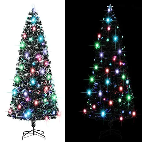 vidaXL Albero di Natale Artificiale con Supporto Luci LED e Fibra di Vetro Folto Realistico Decorazione Natalizia 240 cm 380 Rami Verde e Bianco