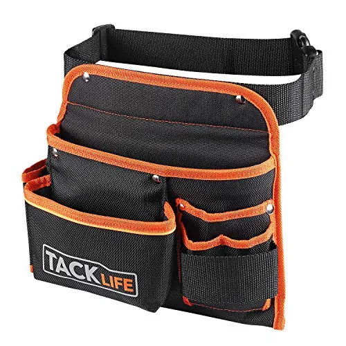 TACKLIFE Cintura Porta Attrezzi, Professionale, Tessuto Impermeabile, Tessuto a Tre Strati, Pinza, Coltello, Chiave,115CM-PTB01