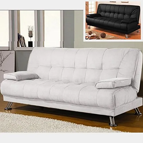 Bagno Italia Divano Letto Sofa 187x88 Bianco Ecopelle braccioli antiribaltamento Soggiorno Salotto Modello Francesca I