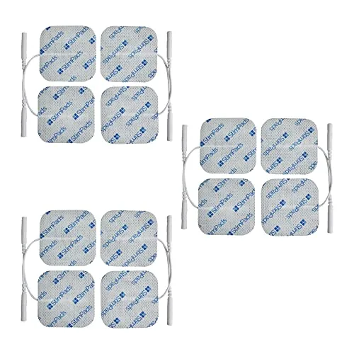 StimPads TENS/EMS Electrodes - Pack of 12 40 x 40 mm Electrode Pads with 2 mm Universal Pin Connector - Durable and High-Quality Electrodes for TENS and EMS Devices