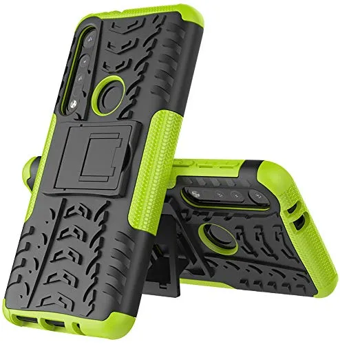 Yiakeng Cover Moto G8 Play/Motorola One Macro, Antiurto Protezione Silicone con Kickstand Rugged Custodia per Cover Moto G8 Play/Moto One Macro (Verde)