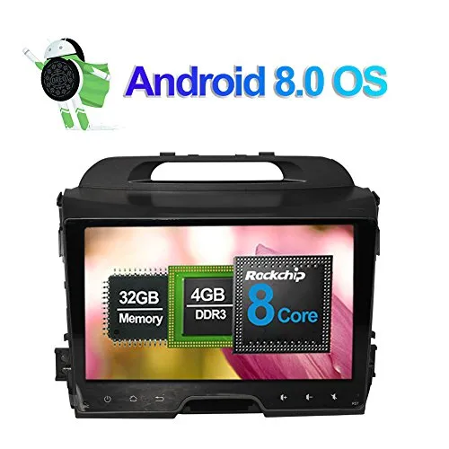 9 pollici Octa Core 4G+32G In Dash Autoradio Lettore multimediale Navigatore GPS con IPS schermo touch screen bluetooth vivavoce per Kia Sportage/Sportage R 2010-2015 supporto 4G Wifi DAB+ AV-OUT