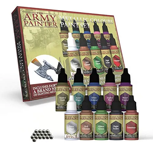 The Army Painter Metallic Colours Paint Set, 9 Bottiglie Colori Acrilici Metalliche E 1 Vernice Effetti. Set Completo Di Vernici Per Dipingere Acriliche Per I Set Miniature D&d E Warhammer 40k