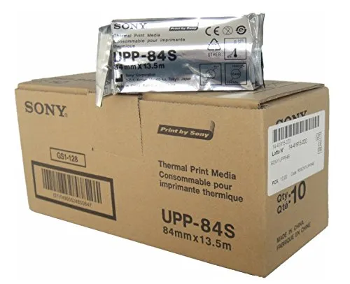 Sony UPP84S Kit 10 Rotoli di Carta Termica per Stampante Medicale, A7, 84 mm x 13,5 m