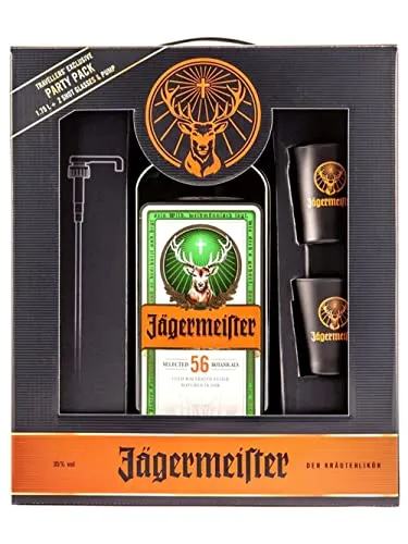 Jägermeister Jägermeister TRAVELLERS' EXCLUSIVE 35% Vol. 1,75l in Giftbox with 2 Shotgläsern and Dosierpumpe - 1750 ml