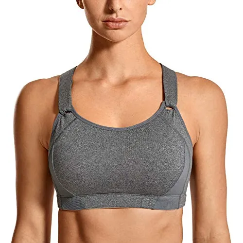 SYROKAN Donna Reggiseno Sportivo Massimo Supporto Grigio 3G (UK 34F)