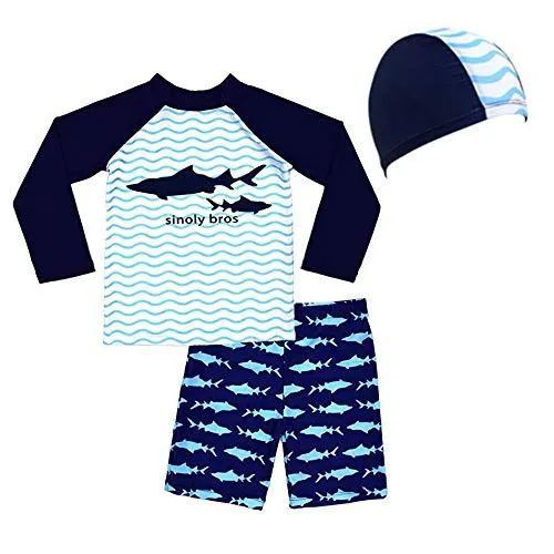 Lazzon Bambini Tuta Costume da Bagno Piscina Bambina Protezione UV Maglia + Pantaloncini + Cappellino