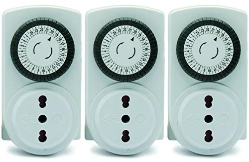 Electraline 3333 Kit 3 pezzi, Programmatore Timer meccanico giornaliero, 3680 W, 250 V, Set di 3