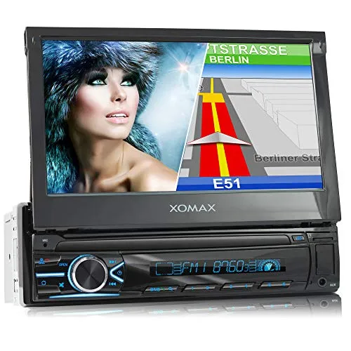 XOMAX XM-VN745 Autoradio con Mirrorlink I Navigatore GPS I Bluetooth I 7" / 18 cm Schermo Touch Screen I RDS, USB, AUX I Collegamenti per retrocamera e telecomando a volante I 1 DIN