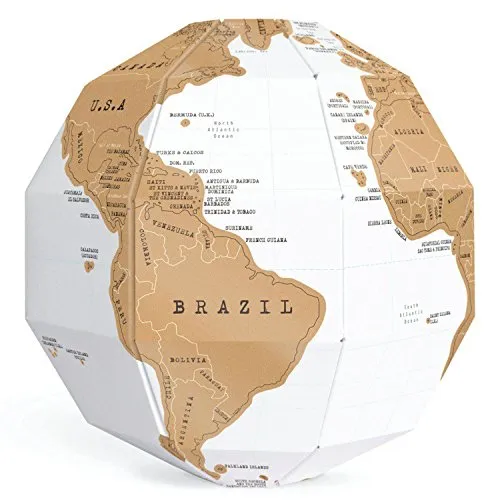 Exerz EX-SCGL20 Globo da Grattare (Diametro: 20 cm) / Mappamondo/Scratchable Globe - Combinazione Unica di Fai da Te e Geografia per viaggiatori, esploratori, Student (Mappa Inglese)