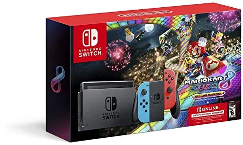 Nintendo Switch - Neon Blue/Red + Mario Kart 8 Deluxe (Download) + 3month Nintendo Switch Online membership