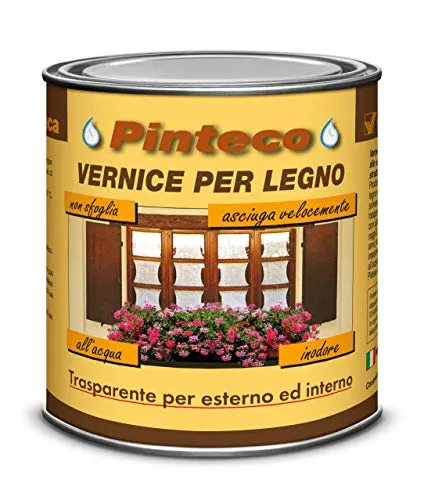 Veleca PINTECO LUCIDA Trasparente - ml. 750 - VERNICE ALL'ACQUA PER LEGNO DA ESTERNO