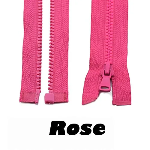 Ushixishiq 3pcs 5# 30/40/55/60/70/80/90 Cm Resina Zipper Blocco Open-End Auto Eco plastica Cerniere for Abbigliamento Cucito Cerniere economici (Color : Rose, Size : 30cm)