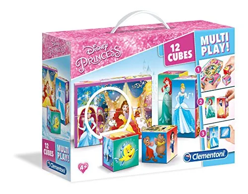 Clementoni- Multiplay Princess Puzzle Cubi, 12 Pezzi, 41504