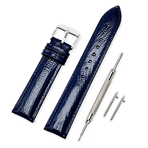 Vinband Cinturino Quick Release in Vera Pelle Cinturini Orologi Accessori Smart Bordatura Cucita - 14/16/18/20/22/24 mm Cinturino Orologio con Fibbia in Acciaio Inossidabile (20mm, Blue)