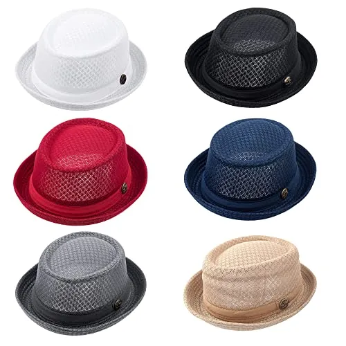 ZffXH Pork Pie Mesh Porkpie Cappello Traspirante Morbido Beach cap Estate Heisenberg Fedora Cappello per Uomini Donne