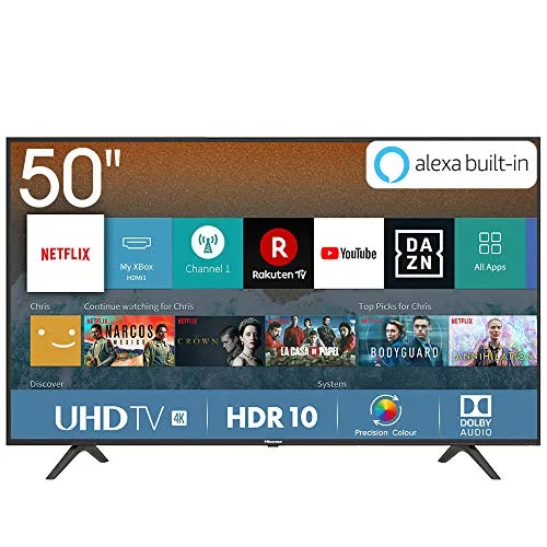 Hisense H50BE7000 Smart TV LED Ultra HD 4K 50", HDR, Dolby DTS, Slim Design, Tuner DVB-T2/S2 HEVC Main10 [Esclusiva Amazon - 2019]