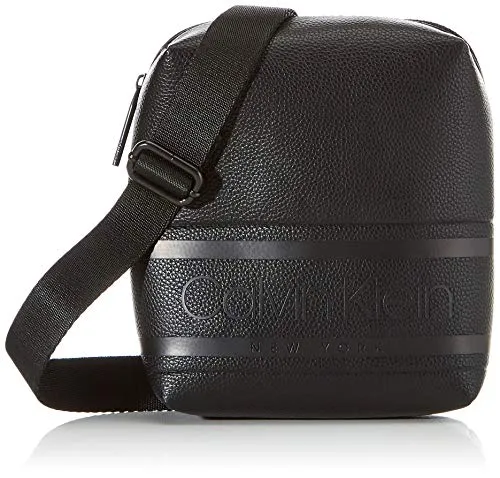 Calvin Klein Striped Logo Pu Mini Reporter - Borse a spalla Uomo, Nero (Blackwhite Black), 1x1x1 cm (W x H L)