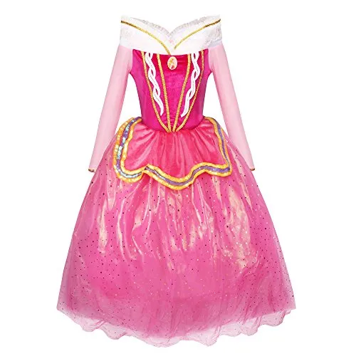 Katara 1742 Costume Bambine Vestito Principessa Aurora La bella addormentata - Abito carnevali Compleanni - 104/110